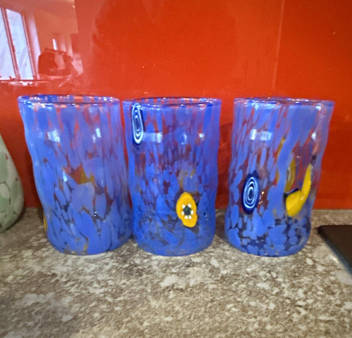 Murano set blue art glass - of, 3