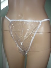 CLEAR  PLASTIC SISSY  SLIPPY TANGA  BIKINI PANTIES  32/42" SEE THROUGH