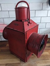 Antique Double Sided Red Railway Level Crossing Metal Industrial Lantern Lamp