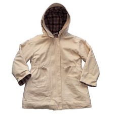 Zara Age 4-5 Years Plaid-Lined Trench Coat In Sand Hooded Boys Zip Up Pre Loved