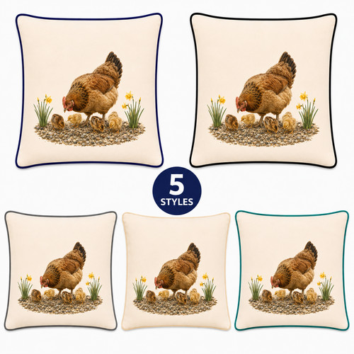 Hen chicks cushion cover - hen,