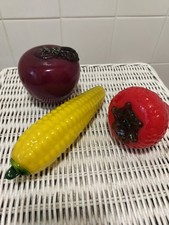 Murano Style Hand Blown Glass Fruit and Veg X 3