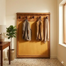 Vintage Coat Stand Oak Fabric