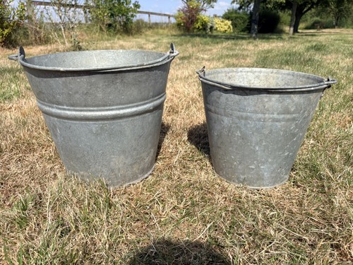 Vintage galvanised buckets - 2,