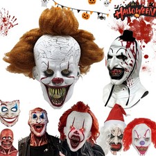 Horror Face Masks Halloween Props Scary Halloween Mask Latex Headgear Wig UK