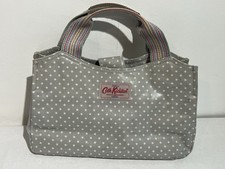Cath Kidston Handbag Grab Bag Grey with Spots Coated Cotton Leather Trims 