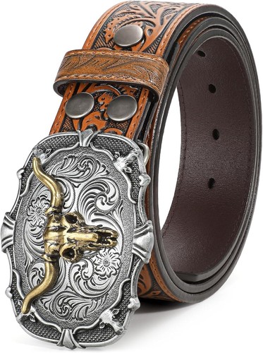 Western leather buckle belt - western,