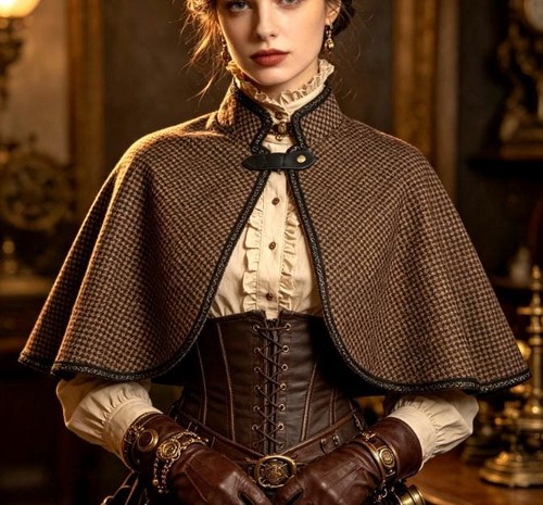 Black brown jacquard cape - black,