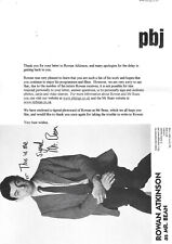 Rowan Atkinson  Mr Bean Print Signed Photo & Letter  P B J Management Blackadder