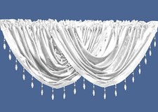 Curtain Pelmet Swags Crushed Velvet With Beaded Trim - Pelmet Valance Curtains