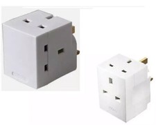 3 WAY ADAPTOR 3 PIN MAINS SOCKET 13 AMP DOUBLE HOUSEHOLD MULTI PLUG ADAPTER UK