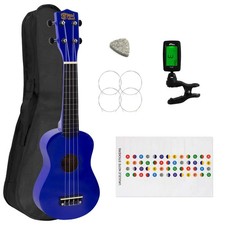 Soprano Ukulele for Beginners in Blue with Uke Bag & Tuner