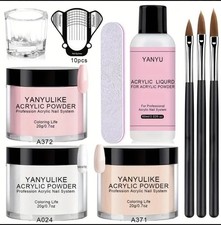 Professional Acrylic nail Kit For Beginners-powder-liquid-tools- free delivery