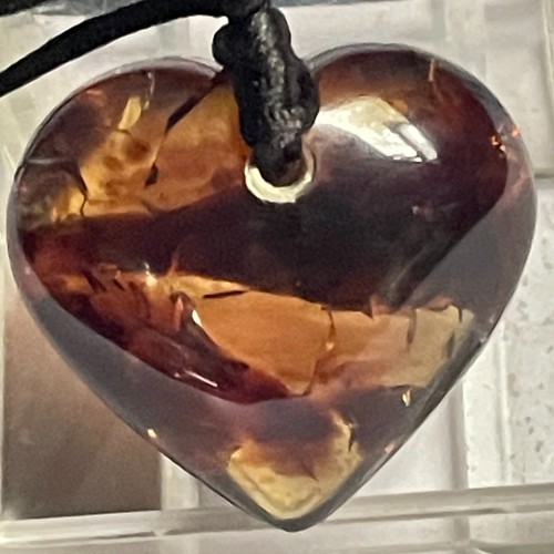 Blue amber heart 4mm - blue,