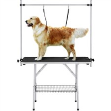 177cm Large Dog Grooming Table with Adjustable Loop Noose Storage Basket, Black