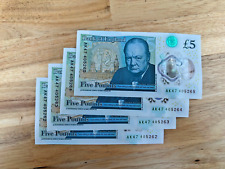 AK47 £5 Note Genuine Banknotes Five Pound with 4 consecutive numbers •SET OF 4• 