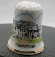 FINE BONE CHINA THIMBLE THE NATIONAL TRUST SHUGBOROUGH GOLD TRIM VINTAGE UK ⭐⭐⭐⭐
