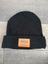 TIMBERLAND Black Ribbed Fleece Lined Beanie Hat One Size