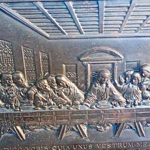 Metal relief plaque panel - metal,
