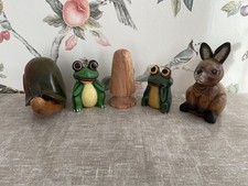 Wooden frogs + snail+wabbit + Toadstool