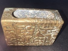 Pretty Vintage Etched Brass Matchbox Holder Decorative Match Box Case