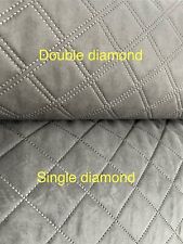 Suede DIAMOND quilted upholstery fabric CAR TRIM INTERIOR 140cm black