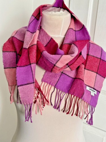 Scarf lambswool pink checks - lambswool,
