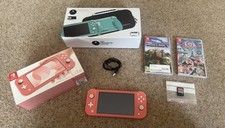 Nintendo Switch Lite Coral Pink Handheld Console- with Games, Box & Accessories