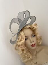 Fascinator Silver Grey Hatinator Gray Loop Wedding Hat Formal Ladies Headpiece