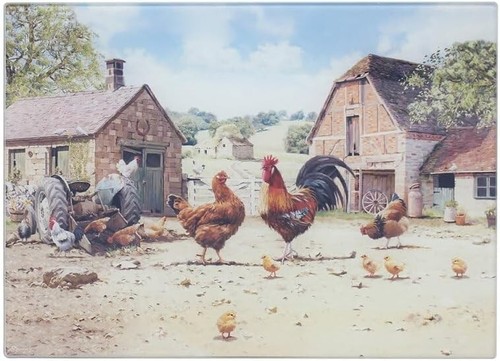Cockerel hen glass chopping - cockerel,