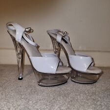 Pleaser Delight White And Clear Strappy Pole Dance High Heels Uk Size Uk 3.5