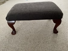 Dark Brown Mink Footstool Living Room Pouffee Rectangular Fabric Wooden legs 