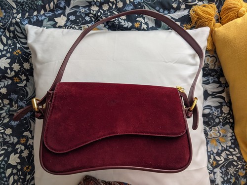 Burgundy faux suede shoulder - burgundy,