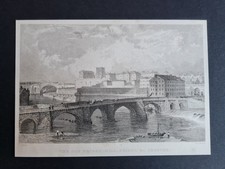 Antique 1836 print - Chester - Old Brdige - Mill & Prison - Thomas Allom