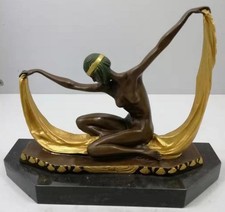 Art Deco Bronze & Marble Dancing Lady Dancer by C Mirval - Signed