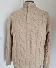 Vintage Style 100% Baby Alpaca Cable Knit Jumper – Made in Peru – Size XXL