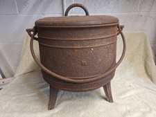 Antique Cast Iron Dutch Oven Caldron Size 36 with Handle, 3 legs & Lid