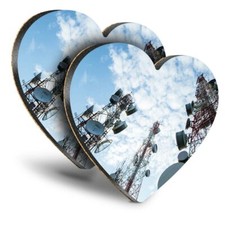 2x Heart MDF Coasters -