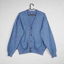 Gabicci Cardigan Mens Medium Blue Button Up Knit Sweater V-Neck Wool Blend B64