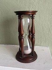 Vintage Antique Hourglass Mahogany Wood Sand Timer Egg Timer 16cm tall 3 minute 