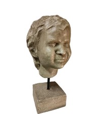 Unusual Mid Century Sculpture of Boy's Head, Brutalist Style, Heavy, Large