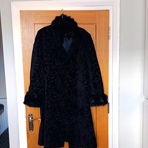 Elvi black velvet floral - velvet, long