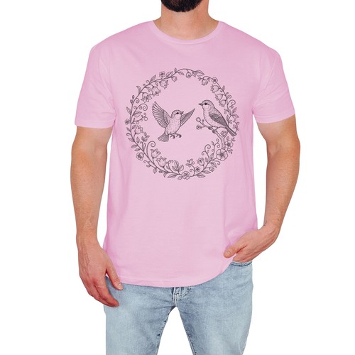 Floral bird mens shirt - floral, t-shirt