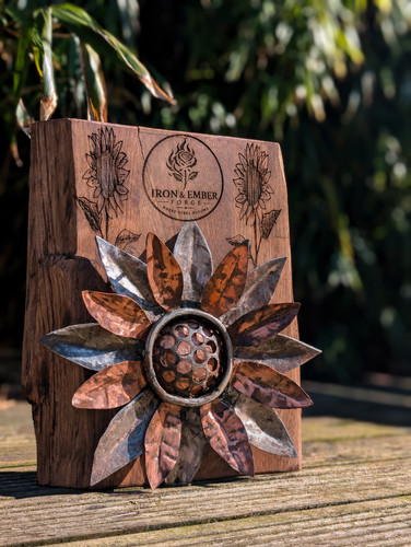 Handmade metal sunflower wall - handmade,