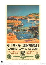 CORNWALL St IVES LELANT RETRO VINTAGE RAILWAY TRAVEL POSTER ADVERTISING PRINT