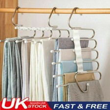 Clothes Pants Trouser Hanger Multi Layer Storage Closet Space Saver Organizer UK