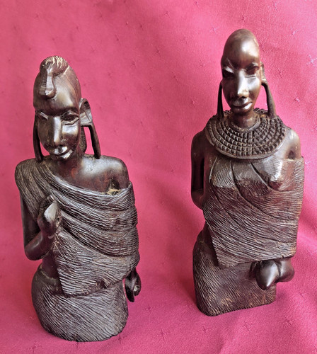 Two hand carved african - hand-carved, maasai