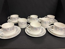 Wedgewood Angela 6 X Trios, Milk Jug And Sugar Bowl
