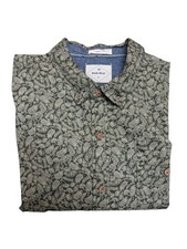 White Stuff Men’s XL Classic Fit Green Rabbits Leafs Print Shirt 100% Cotton