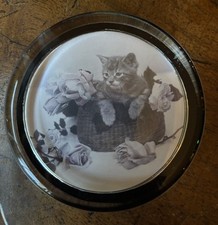Vintage Round Glass Kitten /